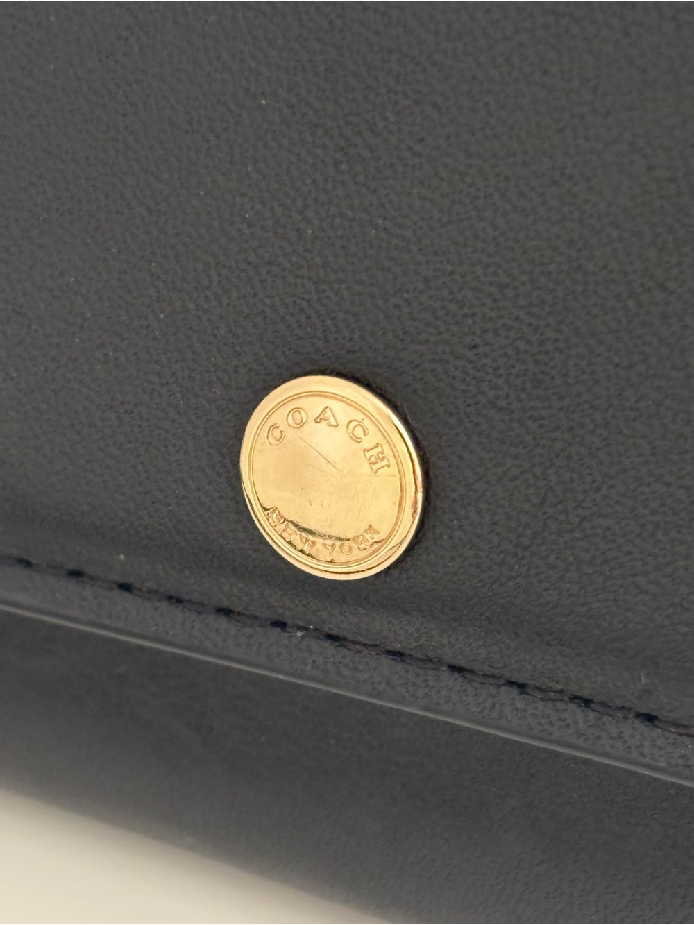 Coach Black Leather Crossbody Wallet with Gold-Tone Button - Picture 2 of 16